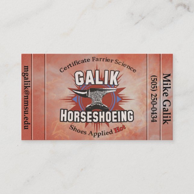 Galik Horseshoeing Appointment Card (Front)