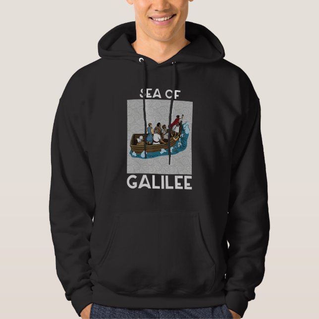 Galilee seas storms religious Christians Christian Hoodie (Front)
