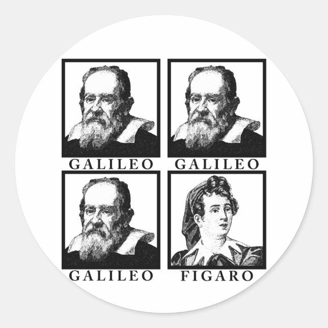 Galileo Figaro BW Classic Round Sticker (Front)