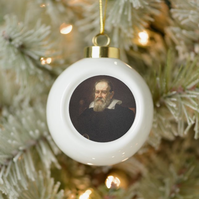 Galileo Galilei: Father of Science & Astronomy Ceramic Ball Christmas Ornament (Tree)