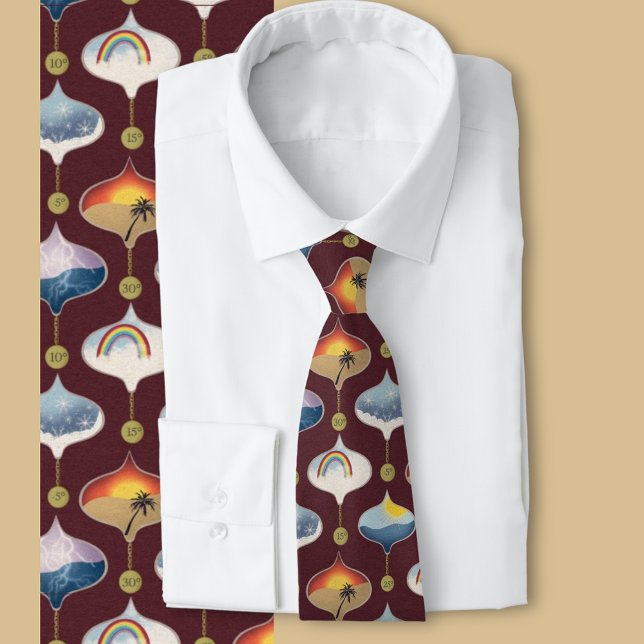 Galileo Thermometer print Tie (Novelty tie for storm chasers, scientists and meteorologists )