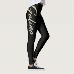 Galina white gold Handwriting trousers Leggings