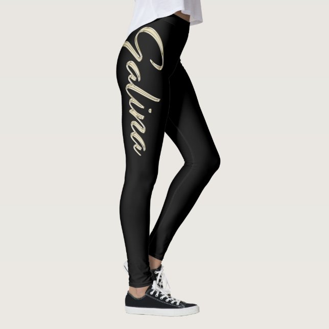 Galina white gold Handwriting trousers Leggings (Right)