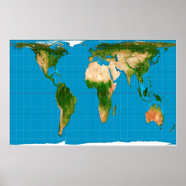 Gall–Peters Corrected World Map Projection Poster (Front)