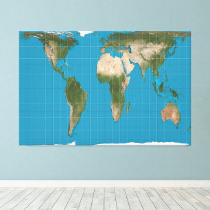 Gall Peters Projection World Map 60x40 inch Photo Print