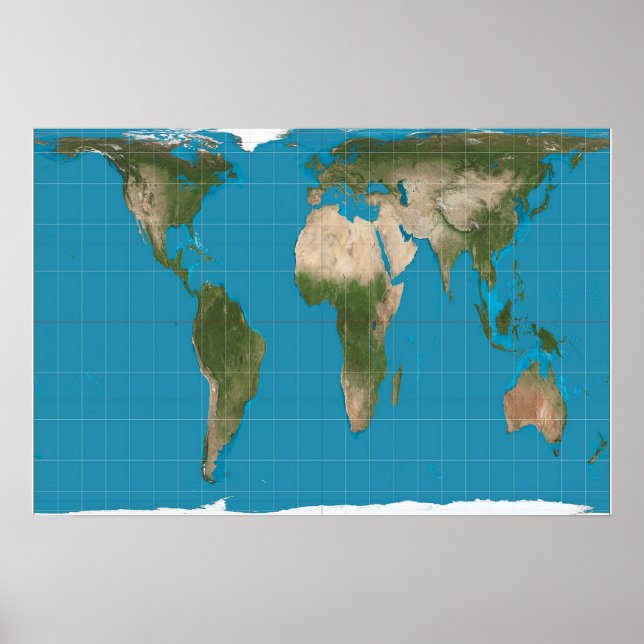 Gall Peters Projection World Map  Poster (Front)