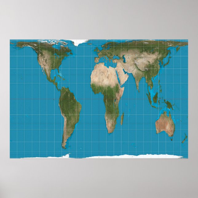 Gall Peters Projection World Map Poster (Front)