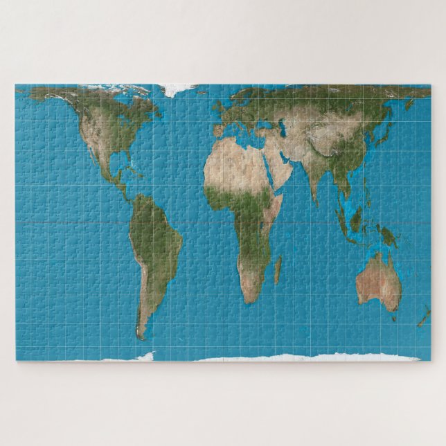 Gall Peters Projection World Map Poster Jigsaw Puzzle (Horizontal)
