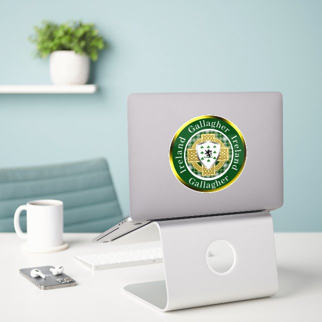 Gallagher Shield & Celtic Cross Personalised (Laptop On Desk)