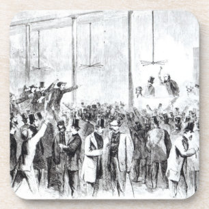 Gallagher's stock exchange (engraving) (b/w photo) coaster