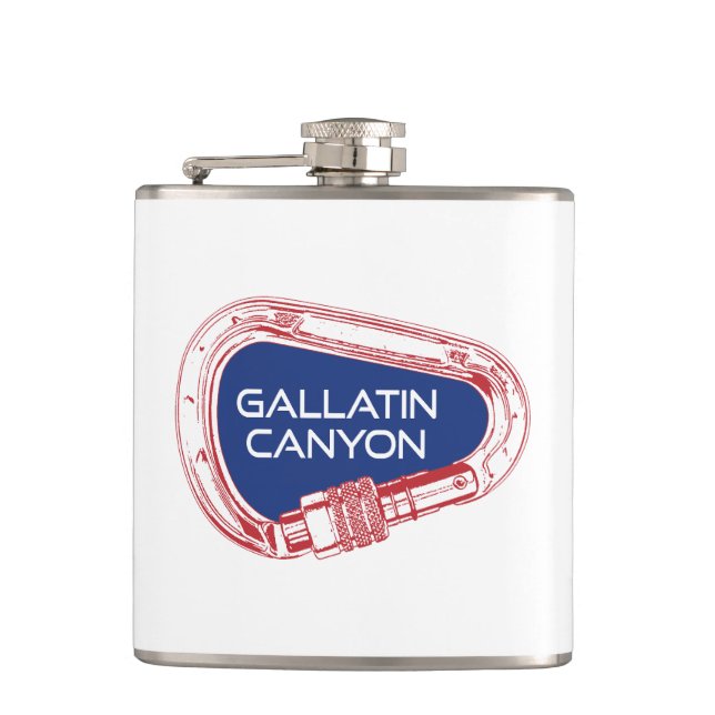 Gallatin Canyon Montana Rock Climbing Carabiner Hip Flask (Front)
