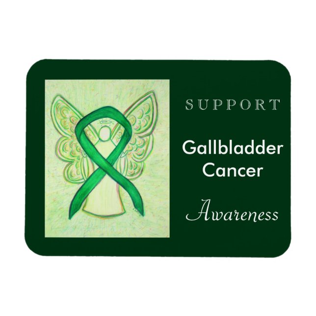 Gallbladder Cancer Awareness Ribbon Angel Magnets (Horizontal)