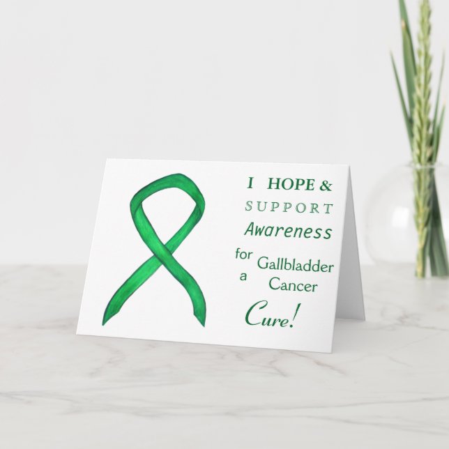 Gallbladder Cancer Awareness Ribbon Greeting Card (Front)