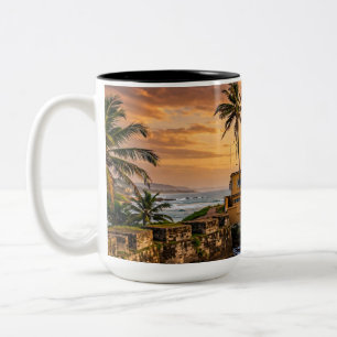 Galle Fort Lighthouse Sunset Sri Lanka Two-Tone Coffee Mug