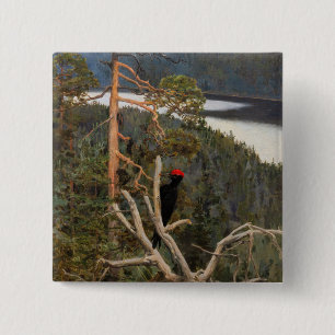 Gallen-Kallela - Great Black Woodpecker 1894 15 Cm Square Badge