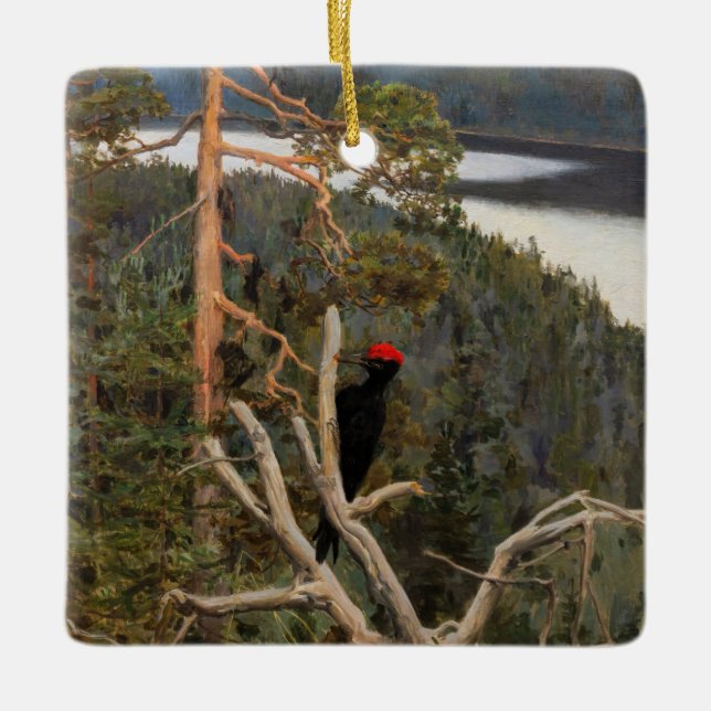 Gallen-Kallela - Great Black Woodpecker 1894 Ceramic Ornament (Front)