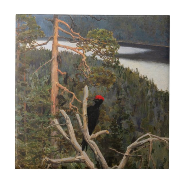 Gallen-Kallela - Great Black Woodpecker 1894 Ceramic Tile (Front)