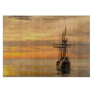 Galleon Ship at sail on a Calm Sea Cutting Board