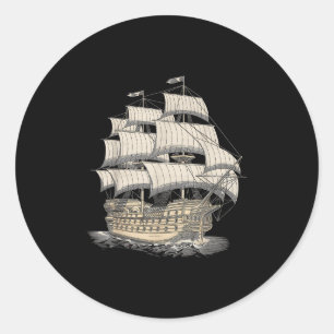 Galleon Ship Sailing Nautical Seafaring Ocean Adve Classic Round Sticker