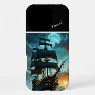 Galleon Under Moonlit Sky iPhone 16 Pro Max Case
