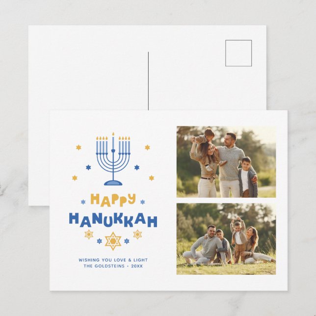 Gallery of 2 Photo "Happy Hanukkah"  Holiday Postcard (Front/Back)