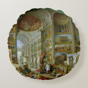 Gallery of Views of Ancient Rome, 1758 Round Cushion
