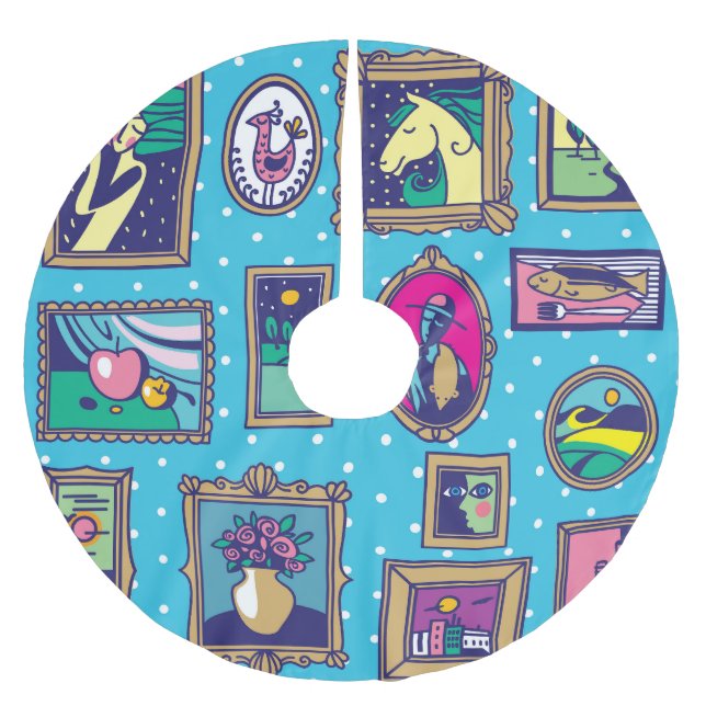 Gallery Wall: Diverse Picture Collection Brushed Polyester Tree Skirt (Front)