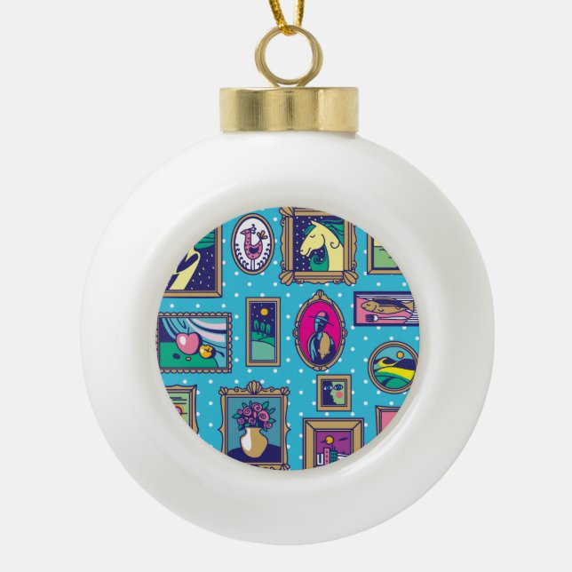 Gallery Wall: Diverse Picture Collection Ceramic Ball Christmas Ornament (Front)