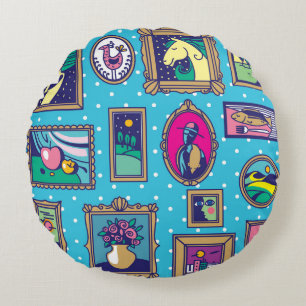 Gallery Wall: Diverse Picture Collection Round Cushion