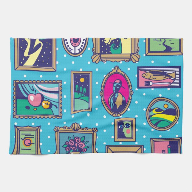 Gallery Wall: Diverse Picture Collection Tea Towel (Horizontal)
