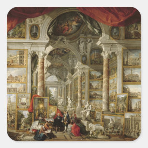Gallery with Views of Modern Rome, 1759 Square Sticker