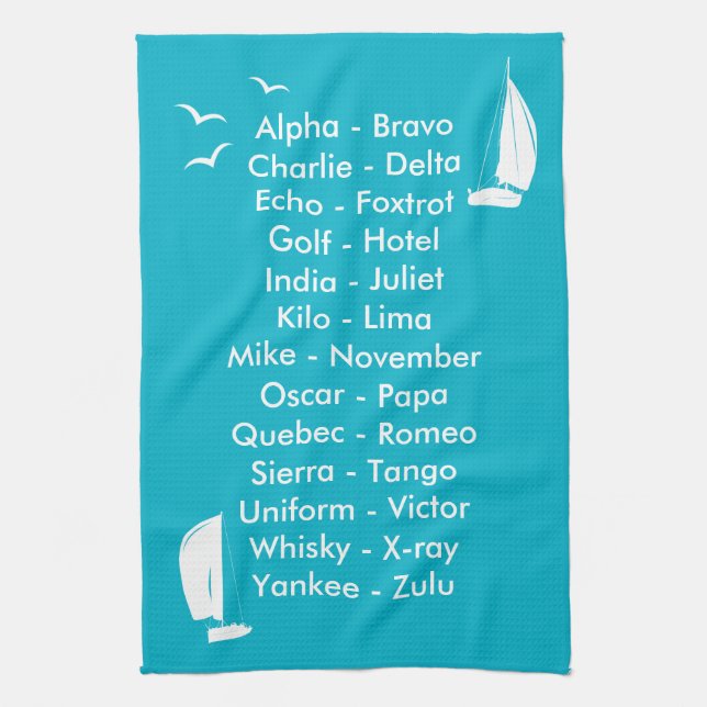 Galley Phonetic Alphabet Radio Language Boat Towel (Vertical)