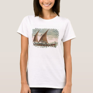 Galley under sail, flying standard of the Commande T-Shirt