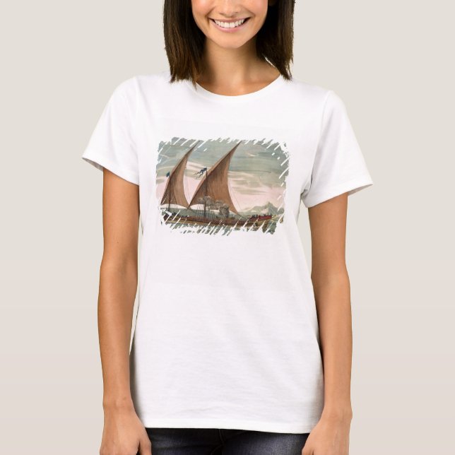 Galley under sail, flying standard of the Commande T-Shirt (Front)