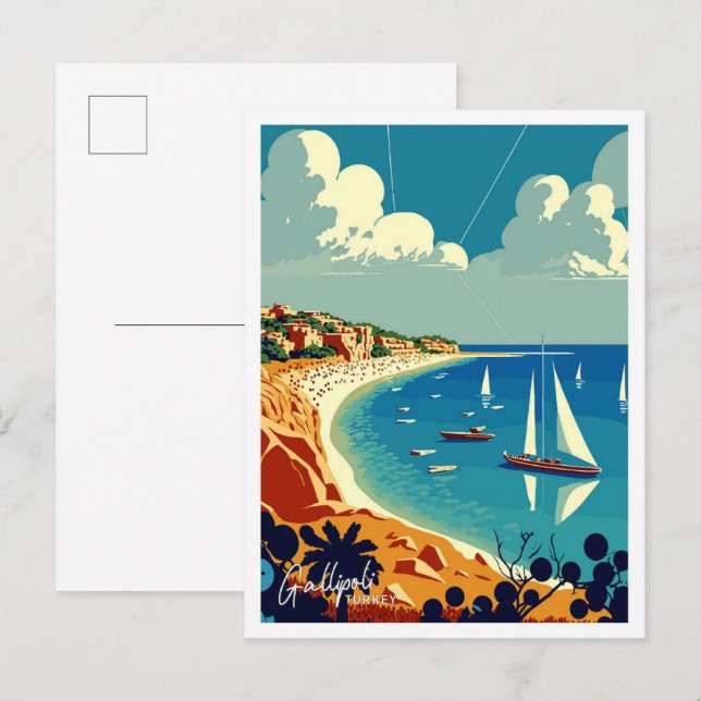 Gallipoli Turkey Travel Vintage illustration Postcard (Front/Back)