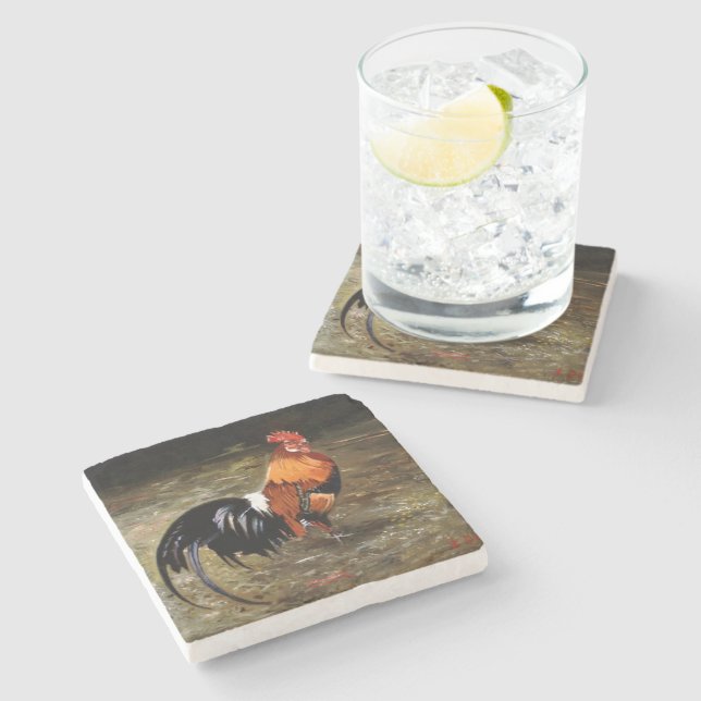 Gallo/Galo/Rooster Stone Coaster (Side)