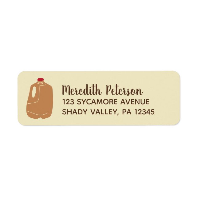 Gallon Apple Cider Jug Return Address Label (Front)