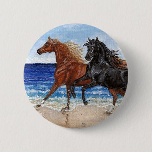 Gallop beach Arabian horse button