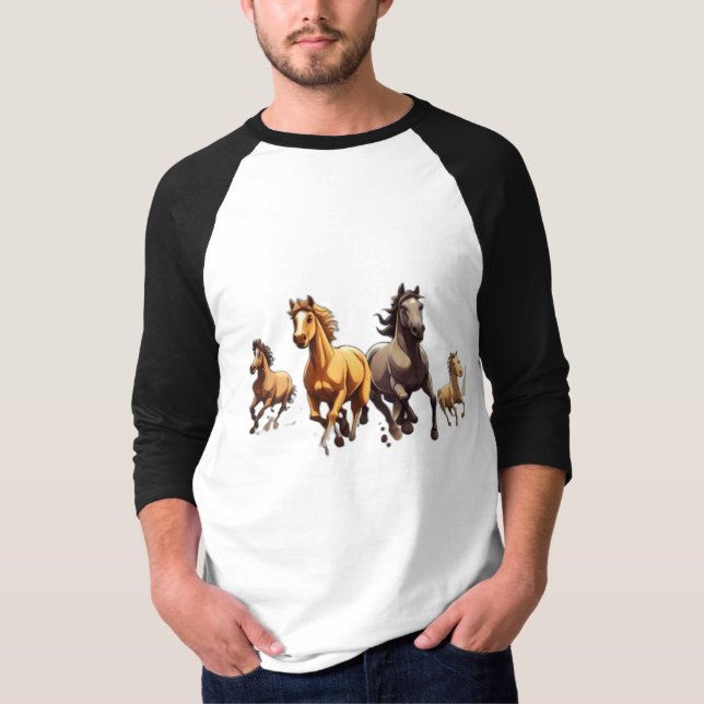 Gallop in Harmony: Whimsical Horse Herd T-Shirt Co (Front)