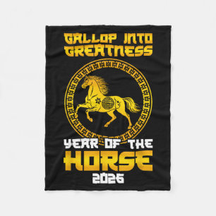 Gallop Into Greatness Year Of The Horse 2026 New Y Fleece Blanket