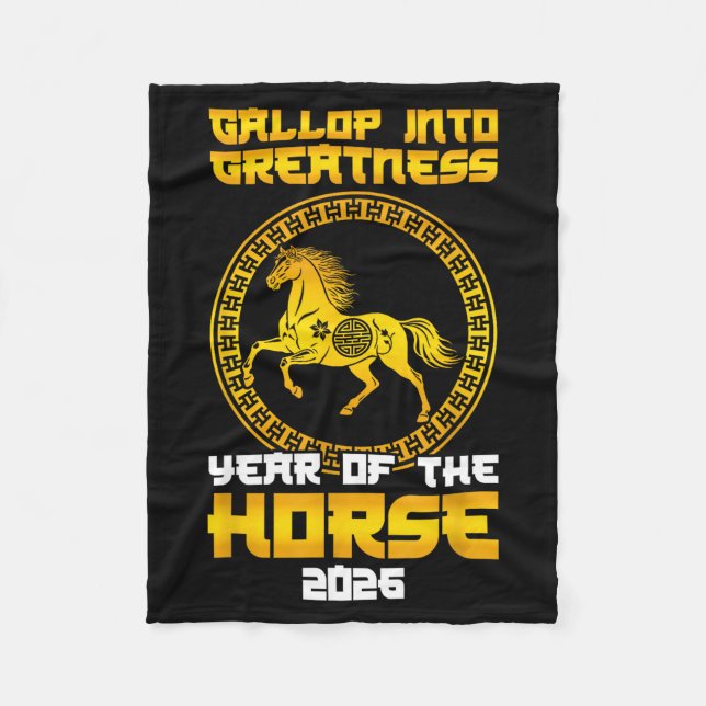 Gallop Into Greatness Year Of The Horse 2026 New Y Fleece Blanket (Front)