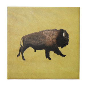 Galloping Bison Ceramic Tile