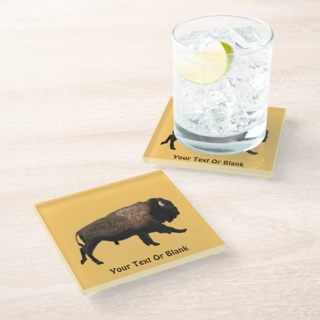 Galloping Bison Glass Coaster (Angled)
