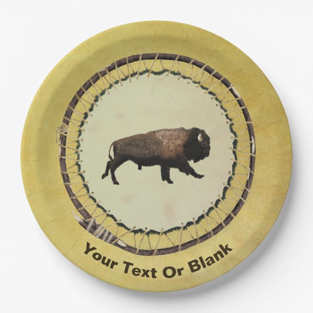 Galloping Bison Paper Plate (Front)