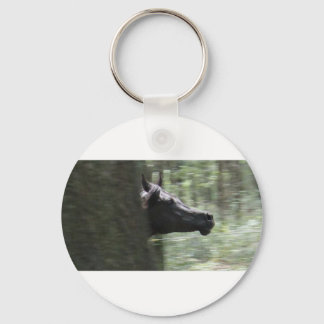 Galloping Black Arabian Mare Key Ring