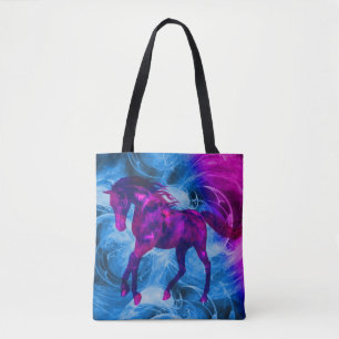 Galloping Black Fantasy Horse Tote Bag