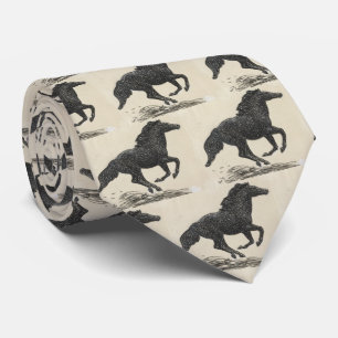 Galloping Black Horse Tie