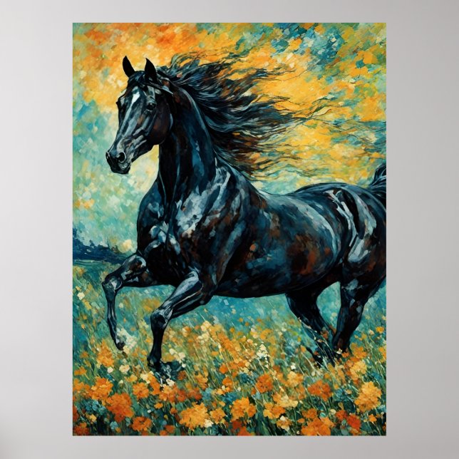 Galloping Black Stallion Poster (Front)