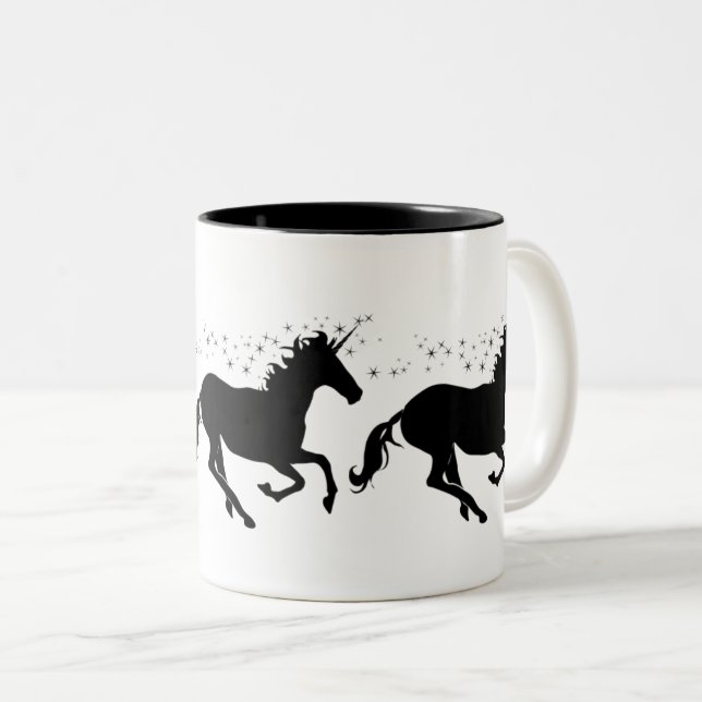 Galloping Black Unicorns Mug – For Unicorn Lovers (Front Right)