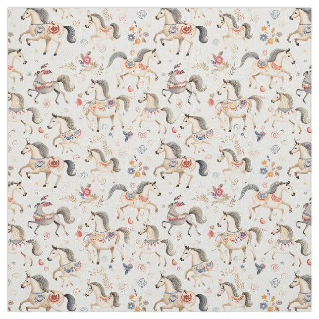 Galloping Carousel: Whimsy Horse Fabric (Swatch)